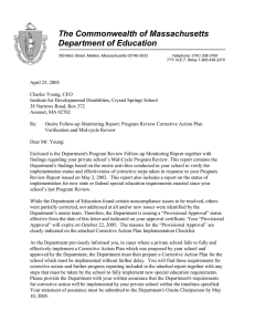 The Commonwealth of Massachusetts Department of Education