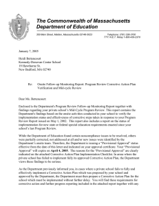 The Commonwealth of Massachusetts Department of Education