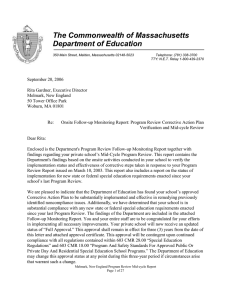 The Commonwealth of Massachusetts Department of Education