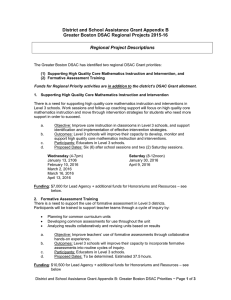 District and School Assistance Grant Appendix B Regional Project Descriptions