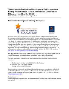 Massachusetts Professional Development Self-Assessment Rating Worksheet for Teacher Professional Development