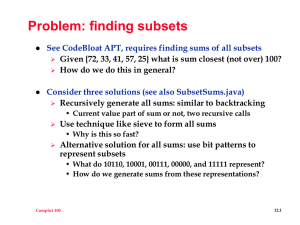 Problem: finding subsets