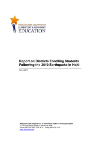 Report on Districts Enrolling Students Following the 2010 Earthquake in Haiti