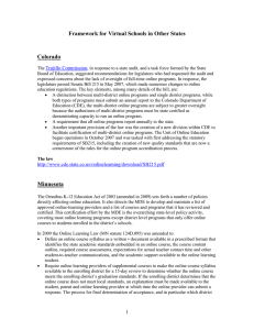 Framework for Virtual Schools in Other States Colorado  Trujillo Commission