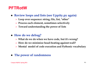PFTRotW Review loops and lists (see Uppity.py again)