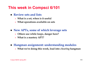 This week in Compsci 6/101 Review sets and lists
