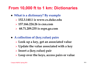 From 10,000 ft to 1 km: Dictionaries