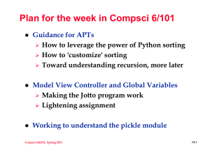 Plan for the week in Compsci 6/101