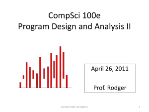 CompSci 100e Program Design and Analysis II April 26, 2011 Prof. Rodger