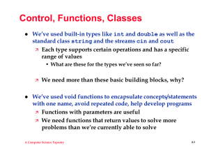 Control, Functions, Classes