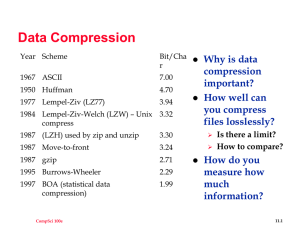 Data Compression Why is data compression important?