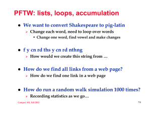 PFTW: lists, loops, accumulation