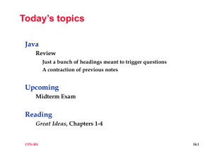 Today’s topics Java Upcoming Reading