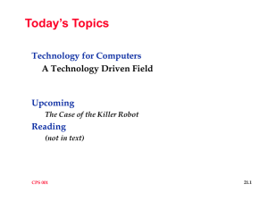 Today’s Topics Technology for Computers Upcoming Reading
