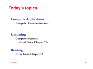Today’s topics Computer Applications Upcoming Reading