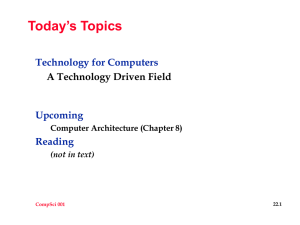 Today’s Topics Technology for Computers Upcoming Reading