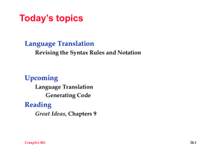 Today’s topics Language Translation Upcoming Reading