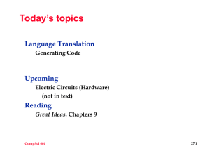 Today’s topics Language Translation Upcoming Reading