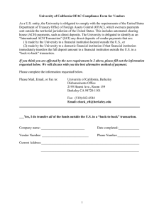 University of California OFAC Compliance Form for Vendors