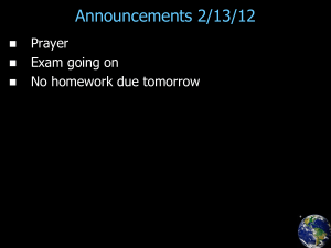 Announcements 2/13/12 Prayer Exam going on No homework due tomorrow