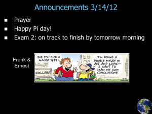 Announcements 3/14/12 Prayer Happy Pi day!