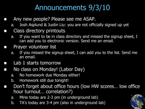Announcements 9/3/10 Any new people? Please see me ASAP. Class directory printouts