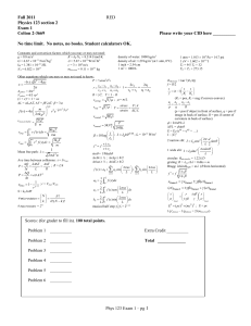 Fall 2011 Physics 123 section 2 Exam 1 Colton 2-3669