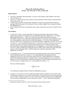 Physics 581: Solid State Physics