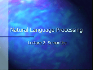 Natural Language Processing Lecture 2: Semantics