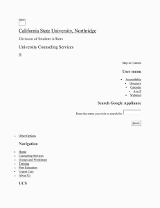 California State University, Northridge  University Counseling Services User menu