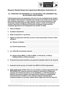 Research Student-Supervisor Agreement (Mandatory Submission 3)