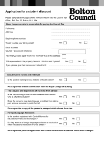 Bolton Council Tax Exemption Application Form