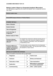 Academic Misconduct Module Leader Report Template 2015-16