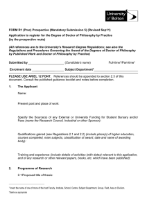 Form R1 (Prac) Prospective Application to Register for the Degree of Doctor of Philosophy by Practice (Mandatory Submission 5)