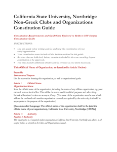 California State University, Northridge Non-Greek Clubs and Organizations Constitution Guide