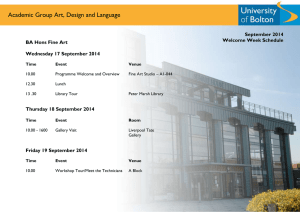 Academic Group Art, Design and Language  September 2014 Welcome Week Schedule