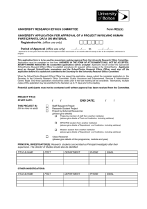 Form RE2(U) - University Application for Ethics approval for Research Involving Human Participants