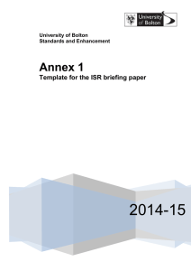 Annex 1 - Template for the ISR briefing paper 2014-15