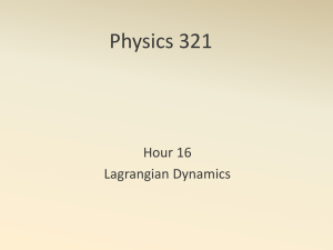 Physics 321 Hour 16 Lagrangian Dynamics