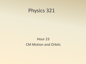 Physics 321 Hour 23 CM Motion and Orbits