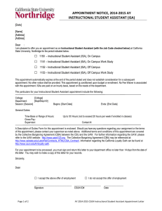 Instructional Student Assistant Appointment Letter Template