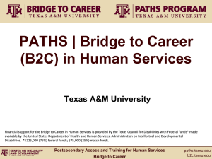 PATHS | Bridge to Career (B2C) in Human Services Texas A&amp;M University