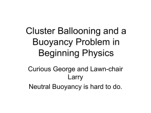 Cluster Ballooning and a Buoyancy Problem in Beginning Physics Curious George and Lawn-chair