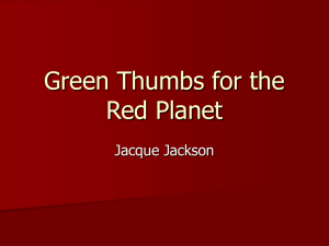 Green Thumbs for the Red Planet Jacque Jackson