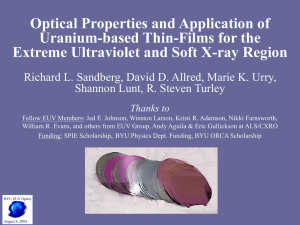Determining Ruthenium's Optical Constants in the Spectral Range 11-14 nm , L. J. Bissell, D. D. Allred, R. S. Turley, W. R. Evans, J. E. Johnson