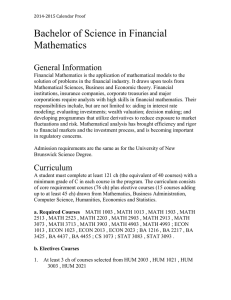 achelor of Science in Financial Mathematics