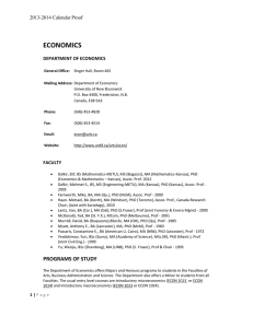 ECONOMICS 2013-2014 Calendar Proof DEPARTMENT OF ECONOMICS