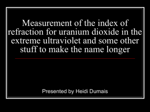 Measurement of the index of refraction for uranium dioxide in the