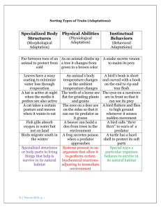 Specialized Body Physical Abilities Instinctual Structures