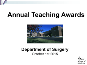 Annual Teaching Awards Department of Surgery October 1st 2015